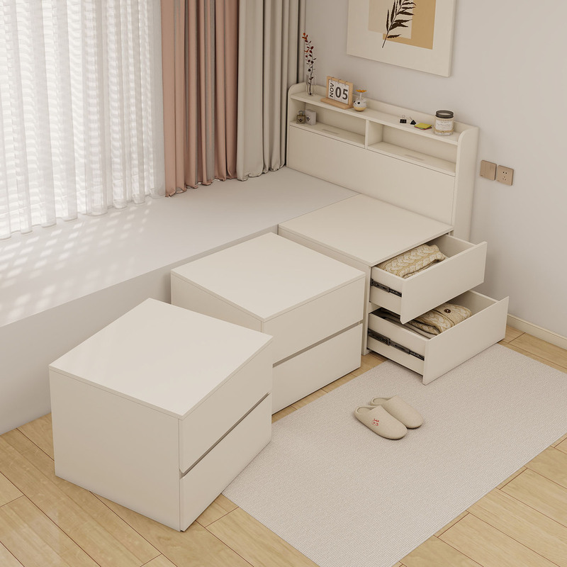 Bay Window Connected to Bed, Tatami Wooden Box Spliced Bed, Window Sill Transformed into Bed, Widened and Extended Storage Bed, Half Bed
