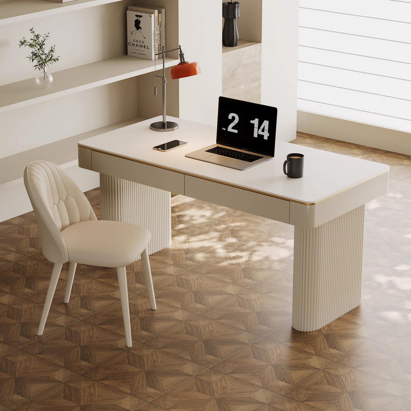 Cream-Style Slate Desk, Home-Use Light Luxury High-End Computer Desk, Modern Minimalist Office Desk, Sofa Long Table