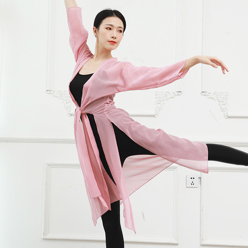 Classical dance pink Beatle with long-style cardiovert open fork with a large red body rhyme clothing white floating body dance 