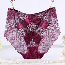 High waisted underwear women lace sexy mesh thin perspective hip belly top size cotton cotton crotch no trace breifs