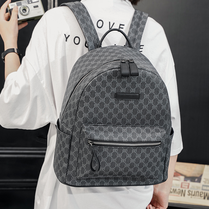 Hong Kong trendy brand plaid backpack men's Korean version trendy computer bag street fashion backpack vertical outdoor travel bag