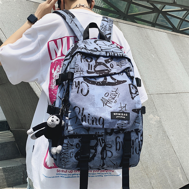 Hong Kong Tide Student Bookbag Capacity High School Student Campus Backpack Men's Shoulder Backpack
