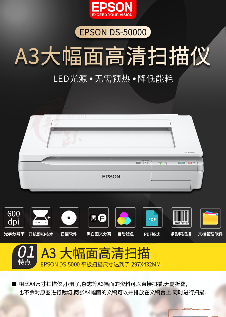 Máy quét tài liệu khổ lớn A3 tốc độ cao Epson DS-50000 HD