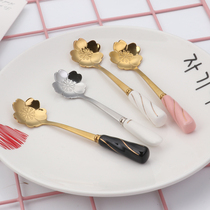 Coffee spoon creative cute stirring spoon long handle spoon dessert spoon stainless steel small spoon cherry blossom spoon stirring stick