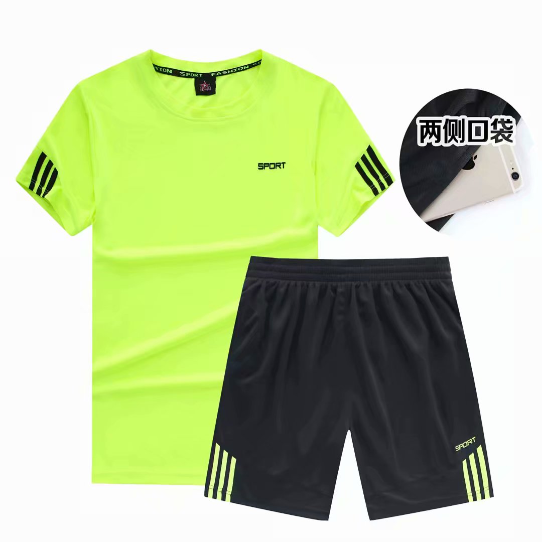 Thể thao phù hợp với nam giới mùa hè mỏng chạy thể dục quần áo ngắn tay quần short năm điểm nhanh chóng làm khô t-shirt thể thao lỏng quần áo bộ quần áo nike
