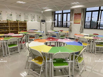 Training course Tutoring table Primary and middle school students desks and chairs Psychology room 8-side Arc Table Colorful activities to view the classroom table