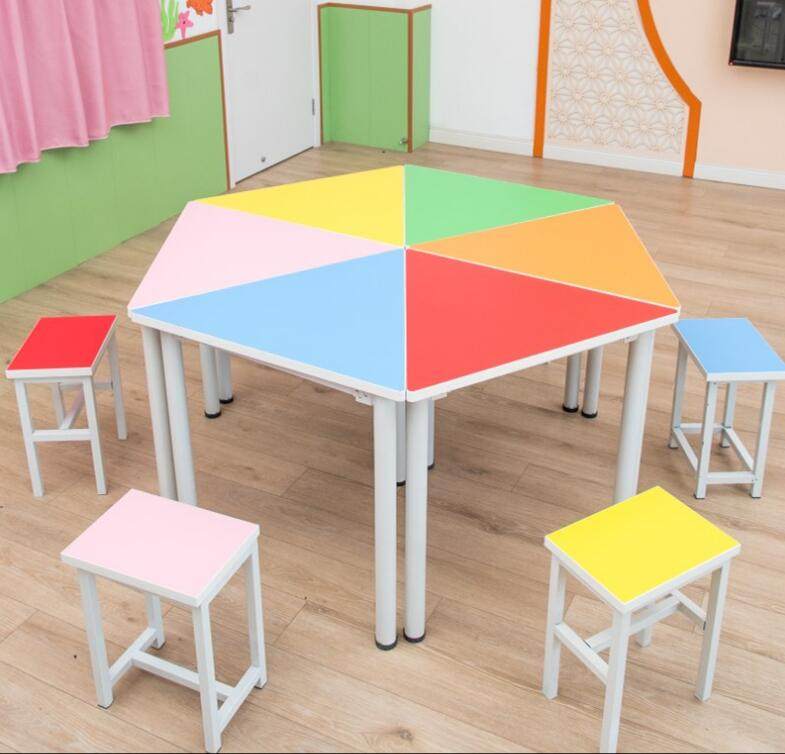 Smart classroom activity tables and chairs mobile hexagonal training table free combination triangular conference table student discussion table