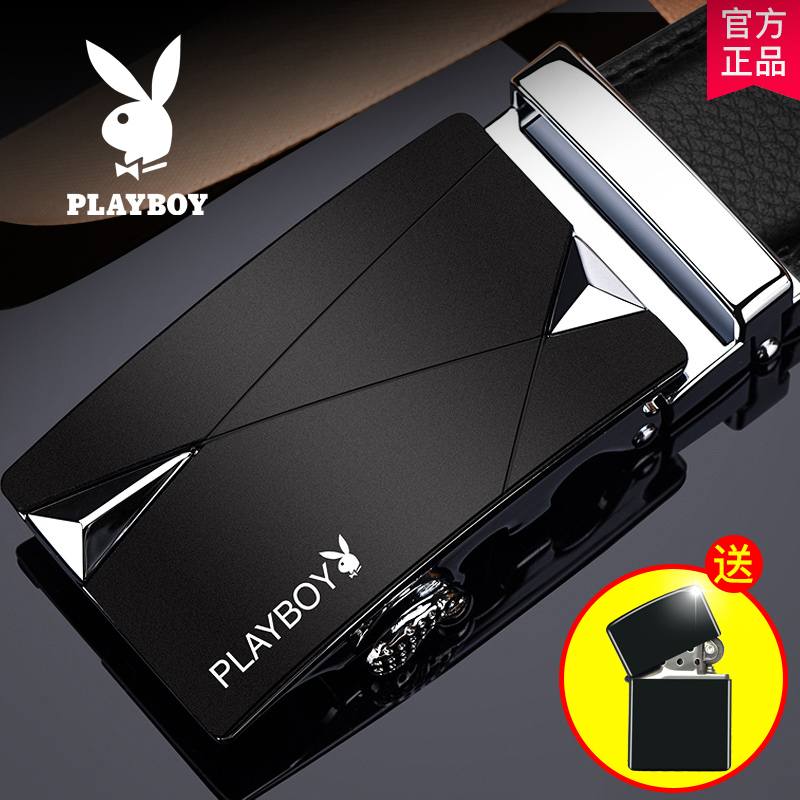 Playboy belt men's young people leather pants belt automatic buckle belt youth cowhide Korean personality trend