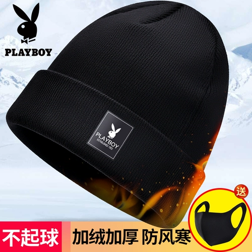 Playboy, удерживающая тепло утепленная шерстяная демисезонная зимняя вязаная шапка