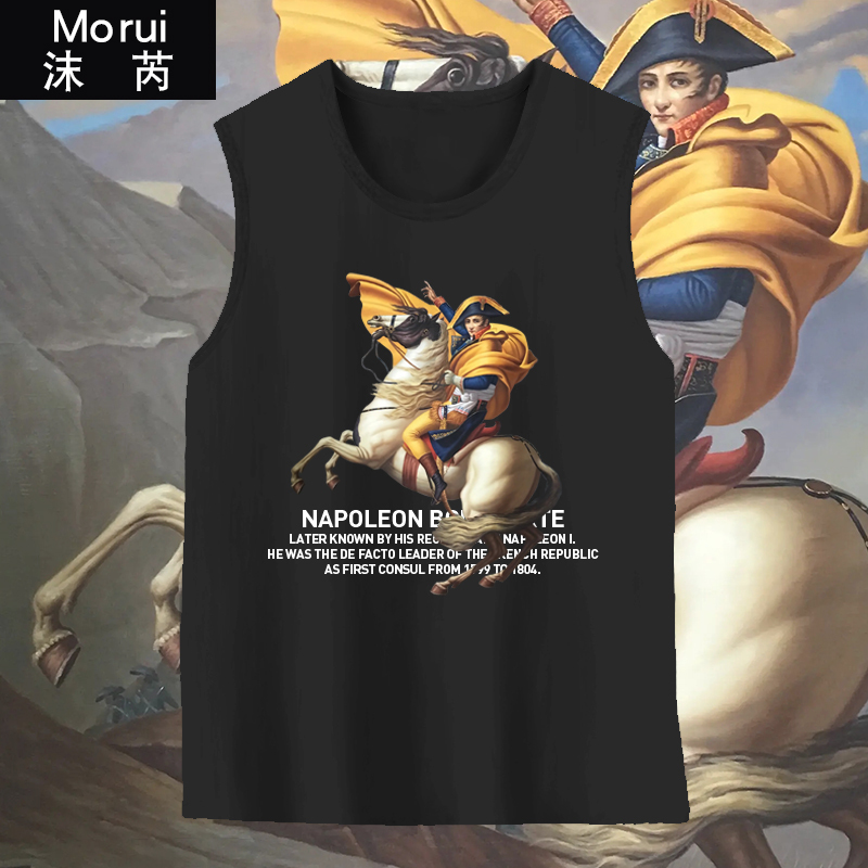 French Empire Napoleon Bonaparte National Emblem Sleeveless T-Shirt Men's Pure Cotton Vest Top French Empire Napoleon Bonaparte National Emblem Sleeveless T-Shirt Men's Pure Cotton Vest Top