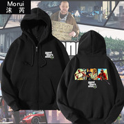 GTA game 5 chu vi cardigan siejacket cộng nhung áo khoác dành cho nam giới và phụ nữ trộm cắp trên quần áo thợ săn 5 hoodies zipperhood.