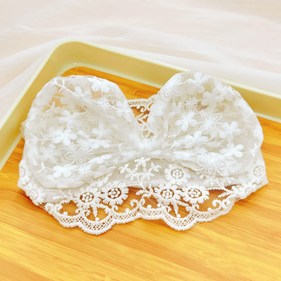 婴儿囟门帽子夏季薄款女宝宝护卤门发带新生儿夏天女婴蕾丝护头帽