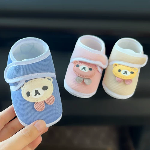 Детская стеганая обувь для раннего возраста для новорожденных, осенняя, с медвежатами, мягкая подошва, 0-1 лет