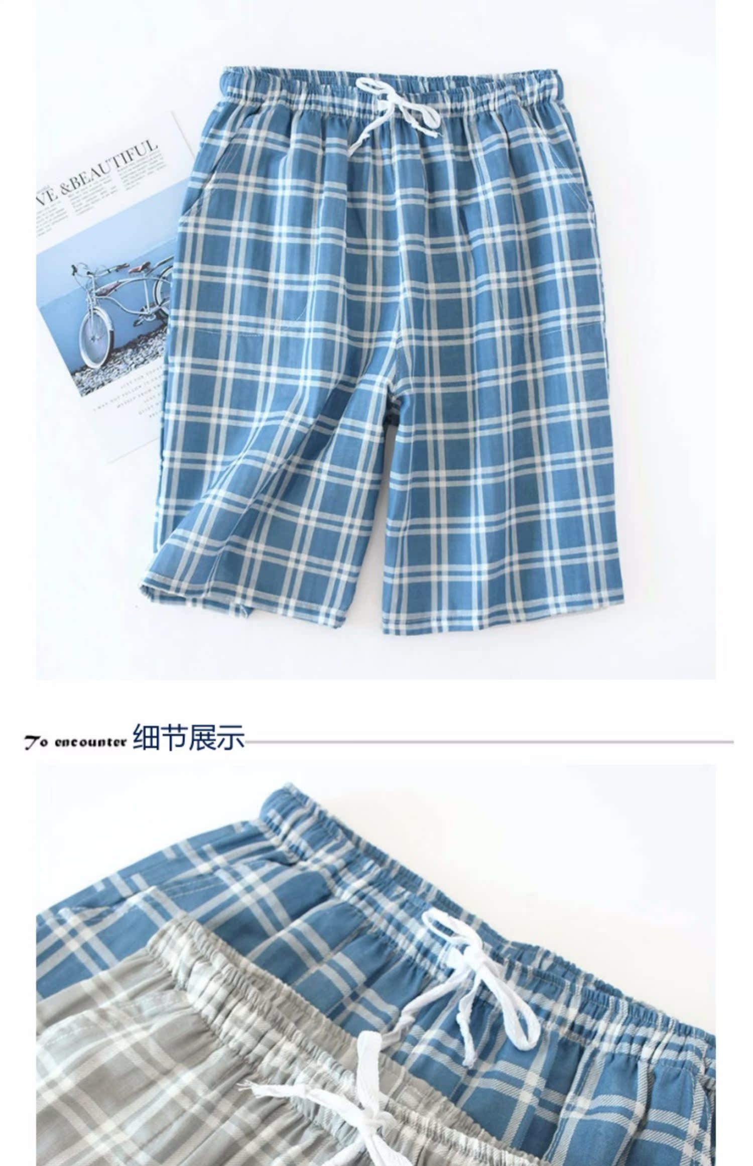 Mùa hè quần short cotton cotton pyjama quần năm quần đi biển giản dị cộng với phân bón XL gạc dệt quần mỏng nhà - Quần tây do lot nam dep