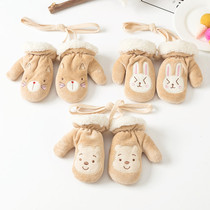 Baby gloves children children children winter plus velvet thickened warm cute children newborn 0-3 years old 2