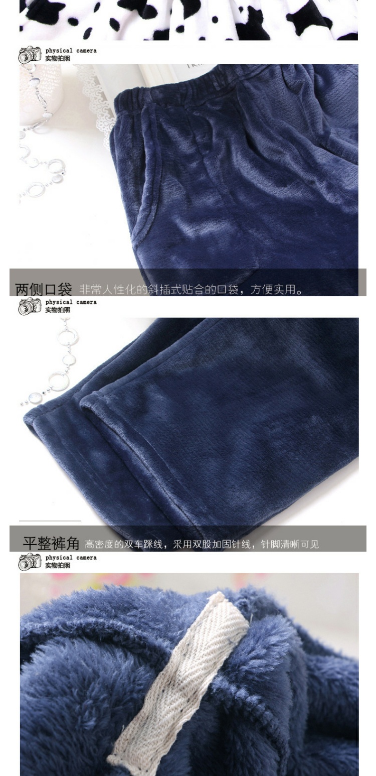 Mùa đông quần flannel pyjama nam cộng với nhung dày cộng với phân bón XL dài giữa và tuổi già lông cừu san hô nhà quần đùi nữ