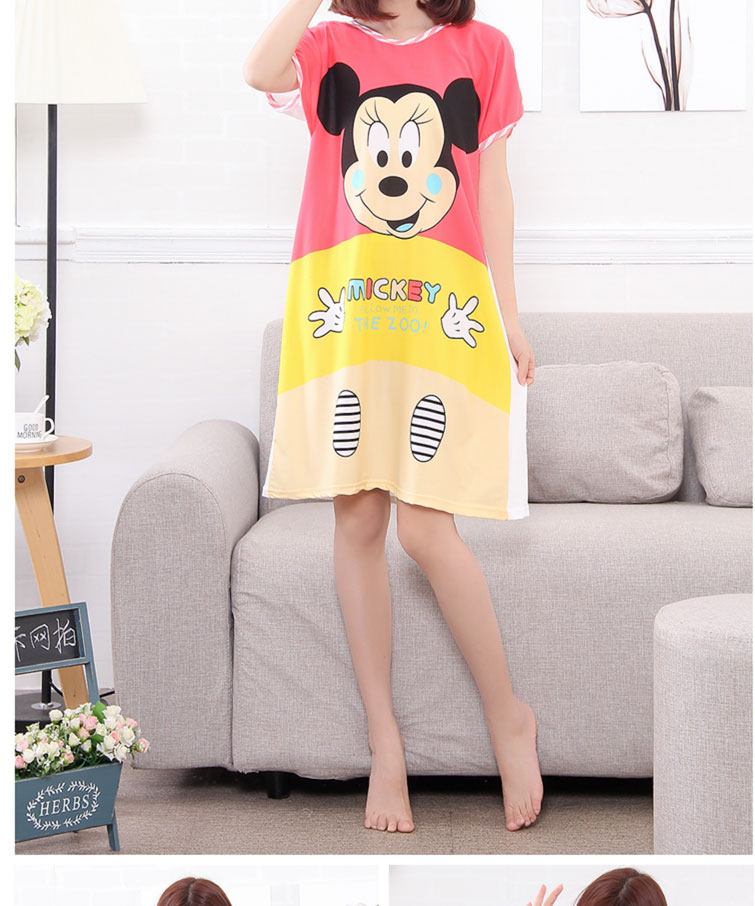 Mùa hè mới của phụ nữ ngắn tay nightdress cộng với phân bón XL dài loose casual thêm kích thước lớn đồ ngủ dịch vụ nhà