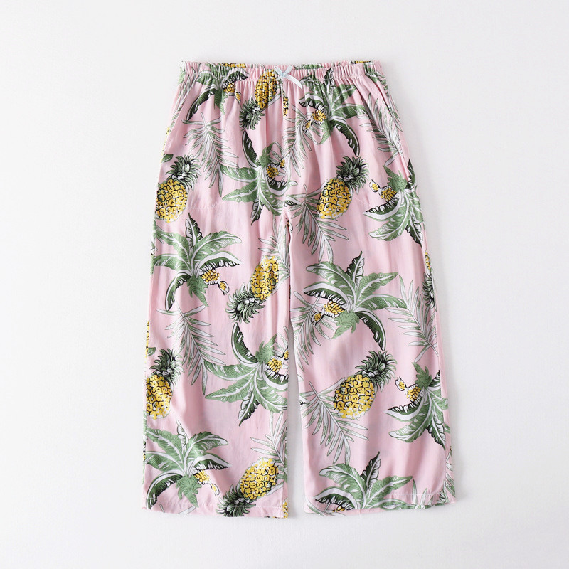 Mùa hè phụ nữ bông lụa pajama quần cắt quần Thái Lan kỳ nghỉ nhân tạo bông nhà quần quần âu kích thước lớn lỏng rộng chân quần quần vải nam