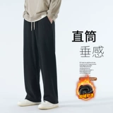 Осенние спортивные вельветовые универсальные черные штаны для отдыха, свободный прямой крой