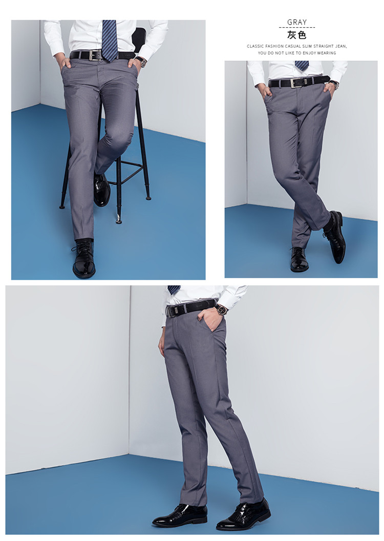 Yiwen quần tây nam kinh doanh giản dị Slim quần dài quần rộng phù hợp với quần đen thẳng mùa xuân quần tây nam ống đứng