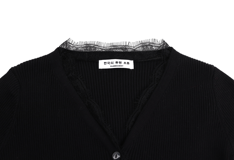 Châu Âu và Hoa Kỳ Fan hâm mộ áo len đen cổ chữ V gợi cảm áo len nữ Slim là áo len mỏng ren áo khoác cardigan nữ mỏng