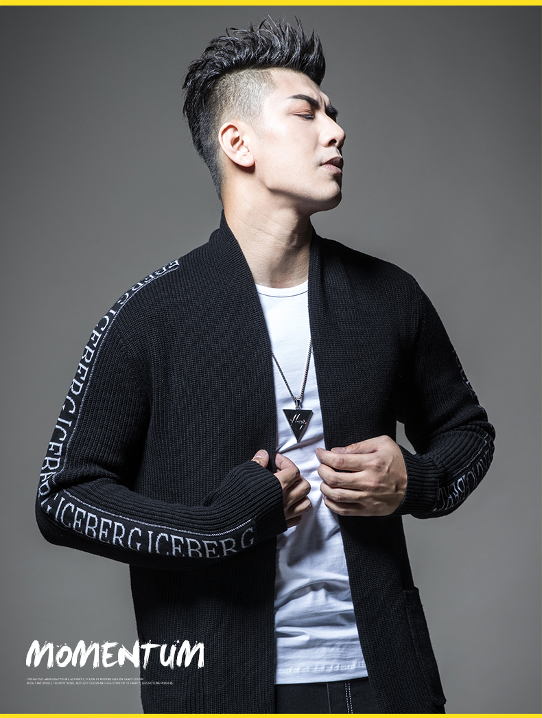 SXF Saint Xi Fan Áo len dệt kim nam 2018 Thu mới Dòng áo len Ribbon Slim Áo len nam áo len kiểu hàn quốc cực đẹp