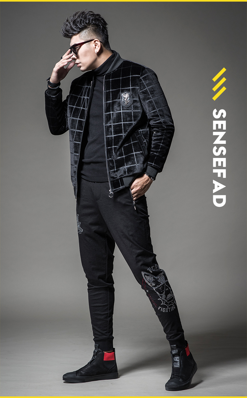SXF Saint Xi Fan cotton cổ áo bóng chày nam nhung vàng áo khoác ngắn đoạn ngắn Áo khoác mùa đông mỏng quần áo nam triều áo kaki nam