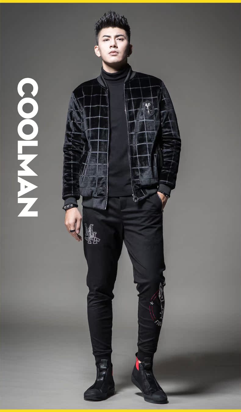 SXF Saint Xi Fan cotton cổ áo bóng chày nam nhung vàng áo khoác ngắn đoạn ngắn Áo khoác mùa đông mỏng quần áo nam triều áo kaki nam
