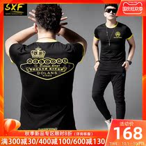 SXF St. HIV round neck T-shirt mens summer new cotton half sleeve top printing hot diamond mens short sleeve Tide brand