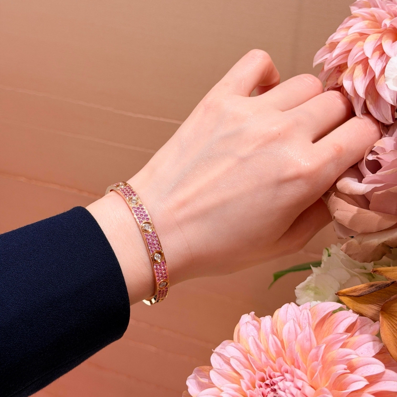 Hua Shanshan's Same Style Colorful Diamond Starry Bracelet for Women, Pink Diamond Colorful Gemstone Bracelet, New Model That Does Not Fade