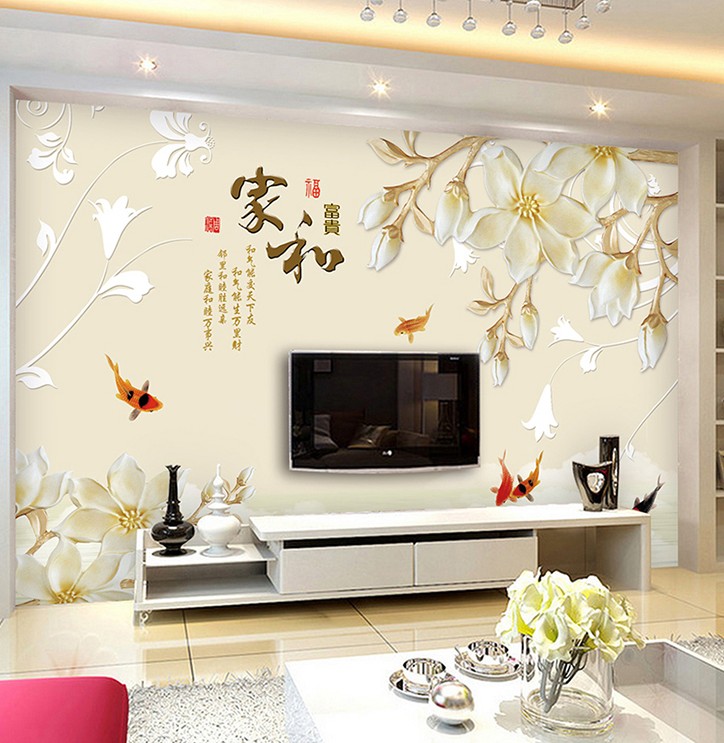 18D bamboo and wood fiber integrated wallboard TV background wall Simple modern home and living room film and television wall decorative guard board