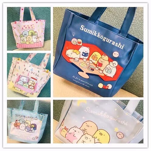 Cute corner bio-boxed lunch with boxed handbag student hand carrying PU bag