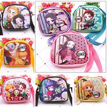 Cartoon anime peripheral Ghost Blade shoulder bag children PU small bag cute semi-circular storage bag coin purse
