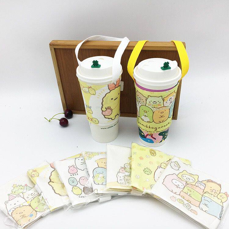 Bio-Drink Milk Tea Bag Cups Coffee Cup Pocket Carry-on Bag in Cartoon Summer's Wall Corner Lark
