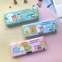 (Full 58 yuan) Biplastic double-layer stationery pencil case in the corner of the cute cartoon wall
