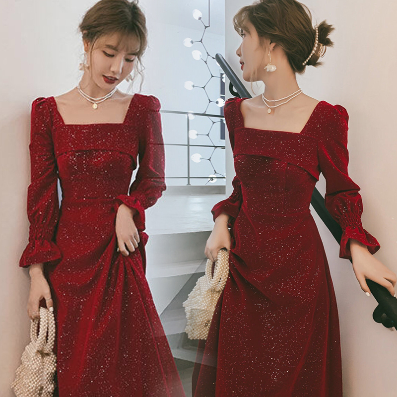 New Style High-End Engagement Dress for the Bride, Red Evening Gown for the Homecoming Banquet, Elegant and Can Be Worn Casually New Style High-End Engagement Dress for the Bride, Red Evening Gown for the Homecoming Banquet, Elegant and Can Be Worn Casually