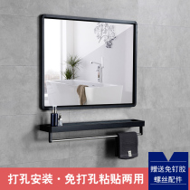 Bathroom mirror with shelf-free square pasting wall mirror toilet hand wash bedroom framed vanity mirror