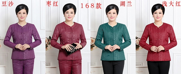 Áo khoác cotton nữ trung niên và cổ điển, bộ đồ Tang nữ in retro lót bông xuống áo lót đệm dày cho mẹ