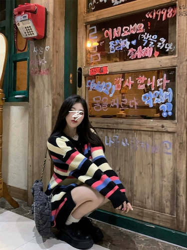 Трикотажный осенний кардиган, ретро куртка, свитер, свободный крой