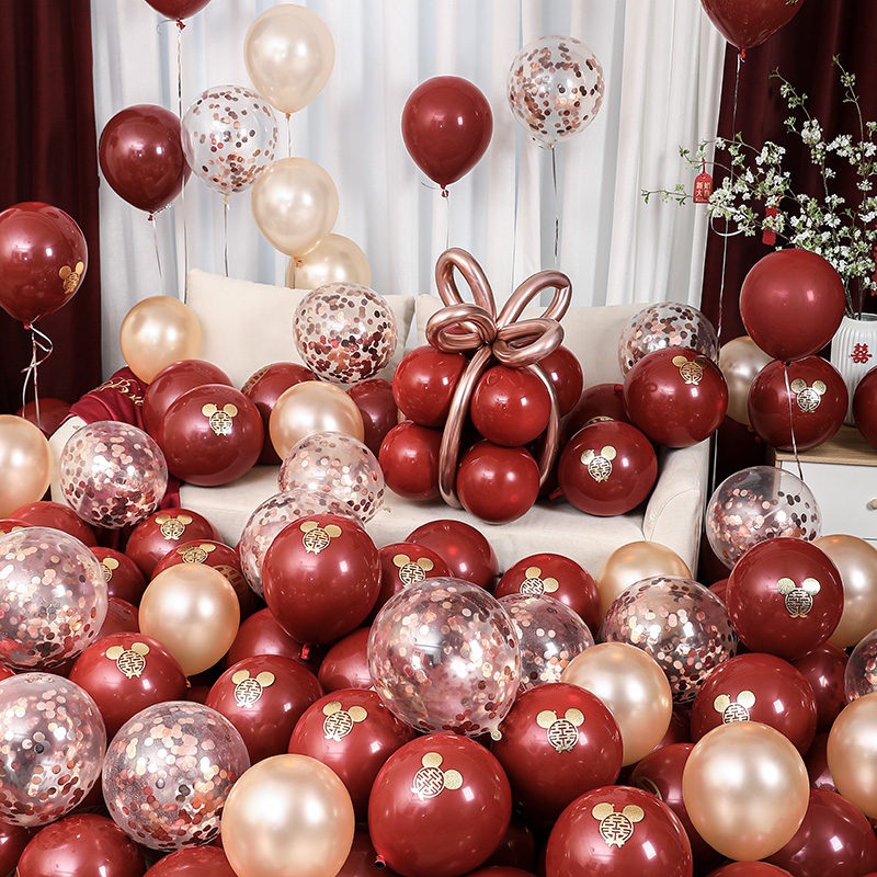 Wedding Celebration Supplies Big Whole Wedding Red Balloon Wedding Arrangement Decoration Scene Wedding House Suit Net Red Double engagement