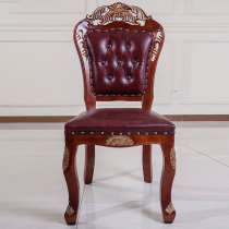 Electric dining table chair European imitation leather carved soft bag solid wood dining chair Hotel studio high-end dressing stool