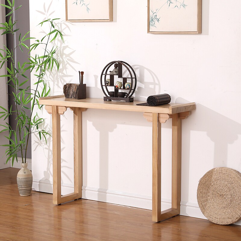New Chinese-style solid wood porch table living room against the wall porch table strip case simple long strip for table Buddha table incense case end view platform