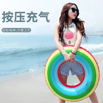Swimming ring Press inflatable portable Adult Net red seaside can lie beginner children learn swimming equipment artifact
