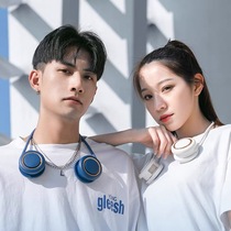 Creative New neck fan portable rechargeable leafless silent lazy person folding portable student mini