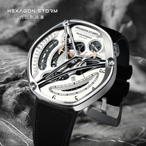 Creative fully automatic hollow mechanical watch Tourbillon glass dial movement special-shaped business student Trend Watch
