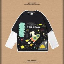 2020 joint name NASA medium long sleeve T-shirt American astronaut official website Star Wars fake two tide sweater sweater Korean version