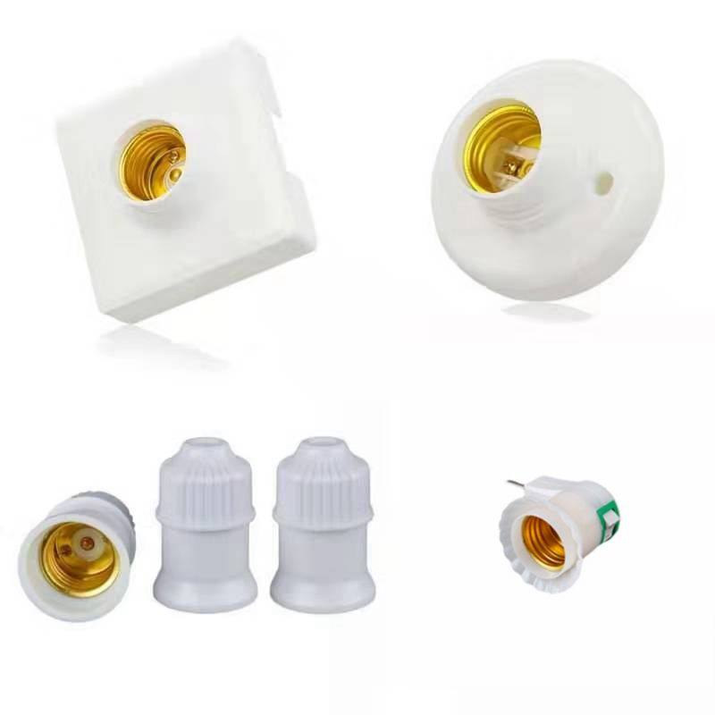 National standard E27 screw lamp holder Chandelier head flat lamp holder round lamp head 86 surface mounted concealed lamp holder