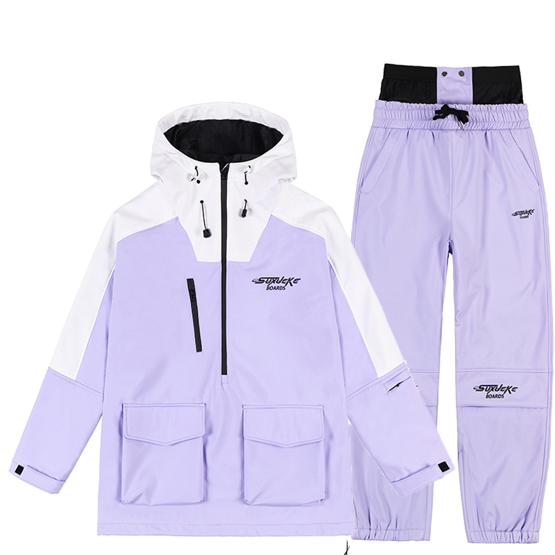 Ski Suit Set for Women and Men, Winter Outdoor Professional Snowboard and Ski Suit, Fleece-Lined, Warm, Waterproof, Pullover, Leg Gaiters, Couple Style Ski Suit Set for Women and Men, Winter Outdoor Professional Snowboard and Ski Suit, Fleece-Lined, Warm, Waterproof, Pullover, Leg Gaiters, Couple Style