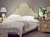 American light luxury solid wood bed Embroidery solid wood double master bed French old bed Net Red girl bed Princess bed