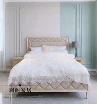 American light luxury solid wood 1 8 meters princess bed French double bed Wedding bed Small red book master bed art diamond bed